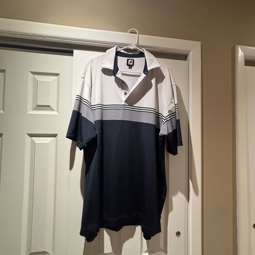 Footjoy Men's Black And White Striped Polo Shirt
